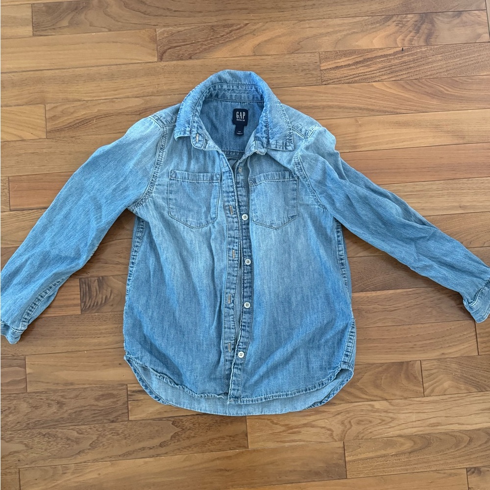 Gap kids denim button down shirt